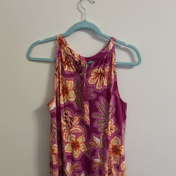 LOFT Floral Sleeveless Tiered Sundress Pink Orange Print Women’s Medium - Picture 7 of 7
